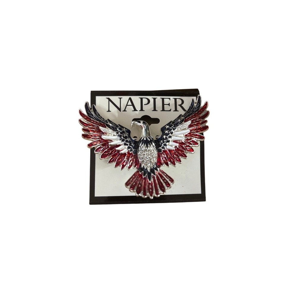 Napier Patriotic Eagle Bald Eagle Pin Brooch Red, White & Blue Biker Vibes NEW